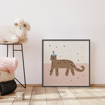 可愛點點小豹I - 童趣/掛畫/兒童房/佈置/牆面裝飾/複製畫/電繪感