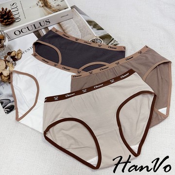 【HanVo】天天出貨 無尾熊包邊運動風純棉內褲 吸濕透氣舒適中腰三角褲 女生內褲 女內褲 內褲 A11-5809