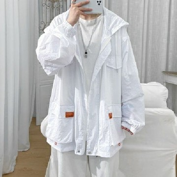 時尚休閒風格多口袋工裝貼標戶外運動防曬衣男夏季ins寬鬆潮流情侶裝夾克外套