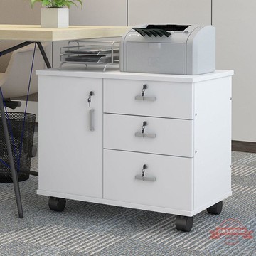 三抽帶鎖柜子木收落地文件柜實木400mm3層辦公家裝建材辦公柜