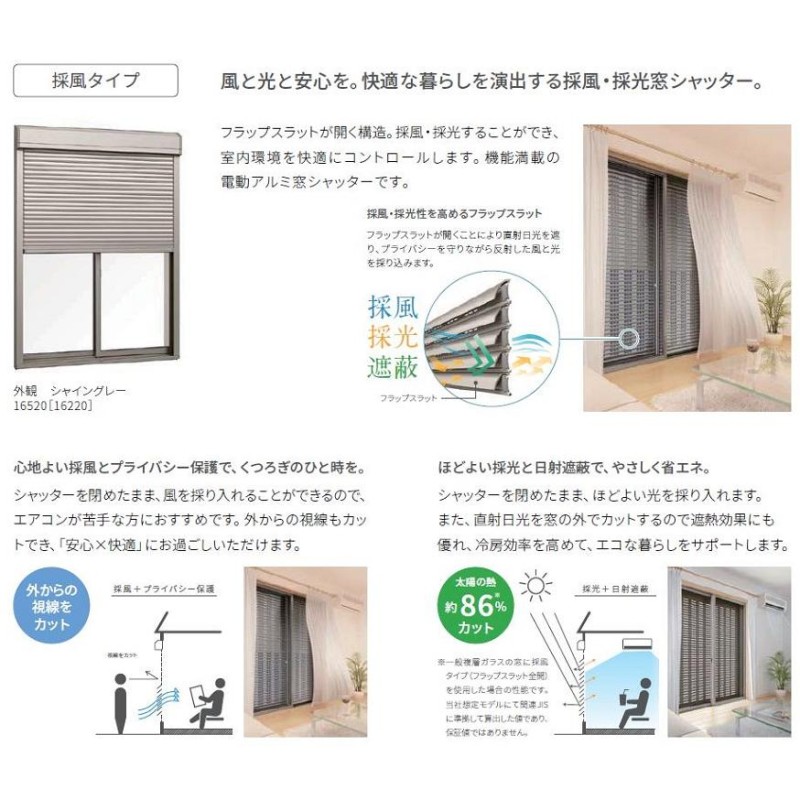 サーモスII-H シャッター付引違い窓 2枚建て 採風タイプ / 電動 Low-E