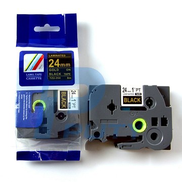 適用兄弟標簽機色帶TZ2-354 24mm黑底金字