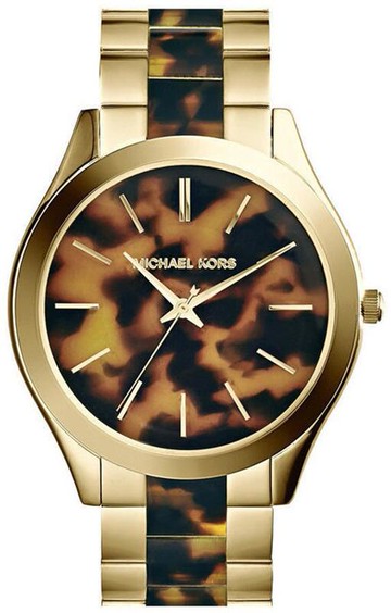 『Marc Jacobs旗艦店』美國代購 MK4284 Michael Kors 美式浪漫時尚不鏽鋼玳豹紋面盤腕錶｜100%全新正品｜