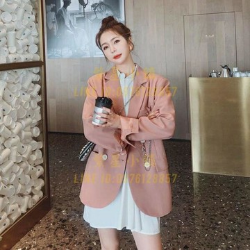 小西裝外套女設計感小眾粉紅色秋季休閒西服上衣【繁星小鎮】