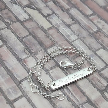 Z6細鍊款(可敲字)925純銀手鍊.客製英文字母數字.御匠敲飾
