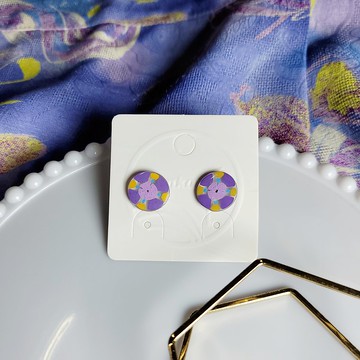 盛夏冰果室 芋圓 花磚 手繪熱縮片 耳環