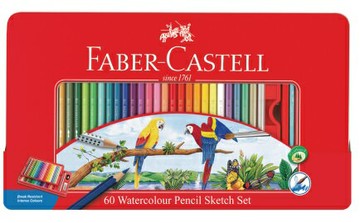 Faber-Castell水性色鉛筆紅色精緻鐵盒裝60色組*115965【領券滿額再折千5/31止】