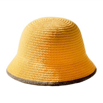 超小臉針織漁夫帽 - 經典黃  F