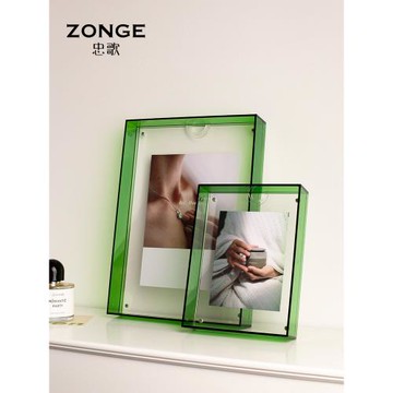 現代輕奢創意亞克力相框擺臺ins透明簡約客廳收納擺件6/8寸照片框