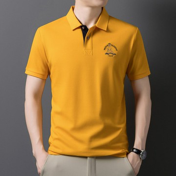 【新款熱賣】輕奢品牌男裝t恤翻領珠地棉刺繡polo衫商務休閑T上衣中年夏季短袖