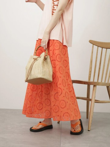 簍空蕾絲鬆緊腰長裙(FD36L0L0180) - Lugnoncure