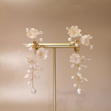 月蘭曲  | 耳夾耳鈎 | 手作婚禮樹脂水晶花飾品