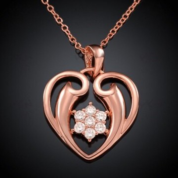 現貨+預購 玫瑰金項鍊鑲鑽吊墜-美感精緻六角女飾品七夕情人節生日聖誕節交換禮物2色73br27【獨家進口】【米蘭精品】