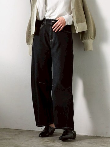 刷色寬版圓弧錐形牛仔褲(06000399200) - Green Parks