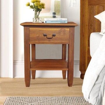 【吉迪市100%全柚木家具】HY070 柚木單抽床頭櫃 邊桌 寢室 收納