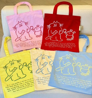 【WOOOGUO】貓咪朋友帆布袋 (5色) 法式帆布包 日常通勤托特包