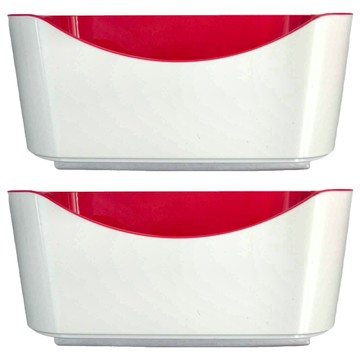 KEYWAY 聯府 雙色收納籃  中(197 x 136 x 83mm)  白色 + 紅色  2個