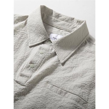 山系戶外速干襯衫男短袖泡泡紗肌理感半袖日系街頭潮流翻領polo衫