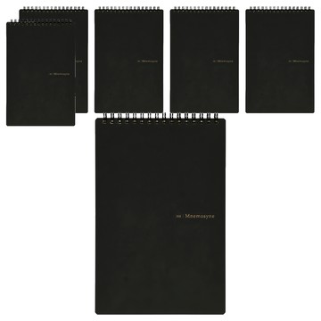 maruman MNEMOSYNE 創意線圈7mm雙欄橫線筆記本 A5 220 x 148mm  6本  黑色