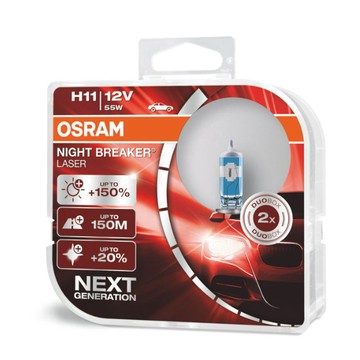 OSRAM 耐激光/H11 +150% NIGHT BREAKER 燈泡《送 3M 汽車大燈復新套組》 公司貨