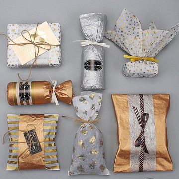 燙金拷貝紙包裝紙 手禮禮物包裝紙金色白色雪梨紙簡約輕薄型軟紙商務禮品包裝紙燙金貼紙吊牌