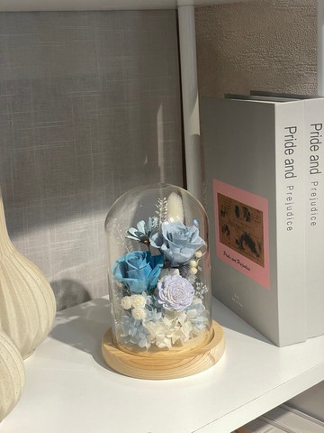 【客製化】永生玻璃鐘罩 永生花禮 初日花藝