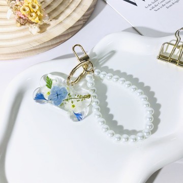 春日系列 綠色白色押花鑰匙扣 把春天和愛意隨身攜帶多種形狀可選