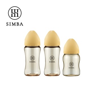 Simba 小獅王辛巴 - 蘊蜜鉑金PPSU寬口防脹氣奶瓶輕奢組(2中1小)-新生適用-旦黃