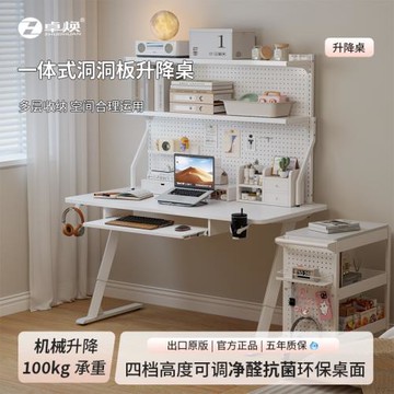 卓煥升降電腦桌臺式家用高度可調學習書桌帶增高架洞洞板電競桌