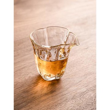 極素海棠花透明公杯勻杯高硼硅玻璃公道杯茶海耐高溫泡茶具分茶器