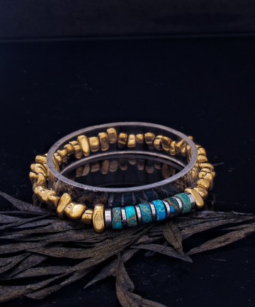 不定型赤鐵礦石 + 非洲綠松石 手鍊