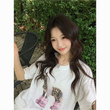 本土出貨 純棉短袖 短袖T恤 T恤女 純棉韓系短袖T恤女夏季新款豹紋粉靴小馬印花寬鬆慵懶風百搭上衣Nf R