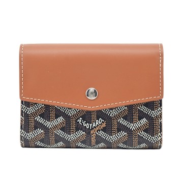 GOYARD 拼接塗料帆布三折短夾-黑棕