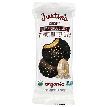 Justin's Nut Butter, 有機黑巧克力脆花生醬杯，2 杯，1.32 盎司（37 克）
