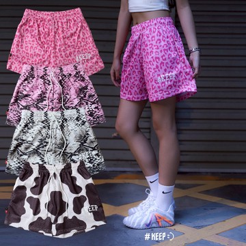 #KEEP ESS MESH PRINT SHORTS 豹紋 乳牛 蛇紋 抽繩 網眼 印花 短褲 球褲【KS180】