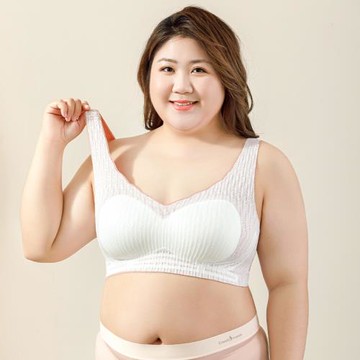 性感胖mm睡眠文胸大胸顯小全罩杯背心式一體美背露背懷孕期內衣女