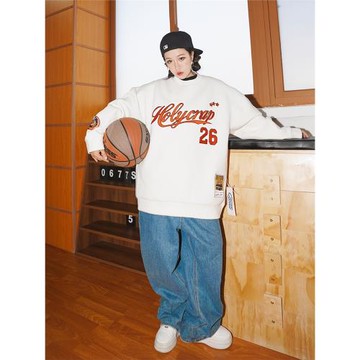 Busykid美式嘻哈刺繡衛衣街頭情侶寬松外套hiphop街舞棒球長袖秋