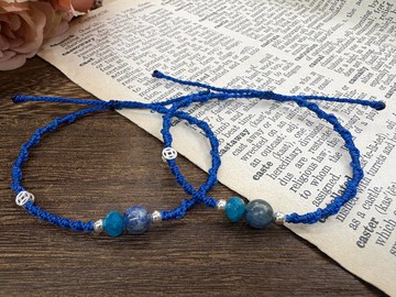 藍磷灰 藍晶石   南美蠟線編繩手鍊