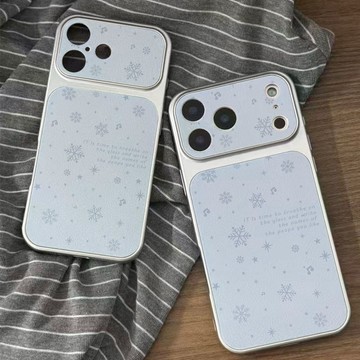 ✨新款保護殼✨藍底雪花蘋果18Pro手機殼iPhone17promax皮紋16大視窗15卡通14