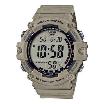 Men's CASIO Khaki Waterproof Quartz Resin Strap Date Display Watch Mens Digital