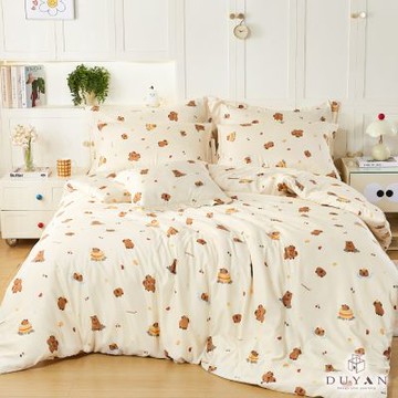 【DUYAN 竹漾】奧地利天絲雙人加大床包被套四件組 / 水豚假期 台灣製