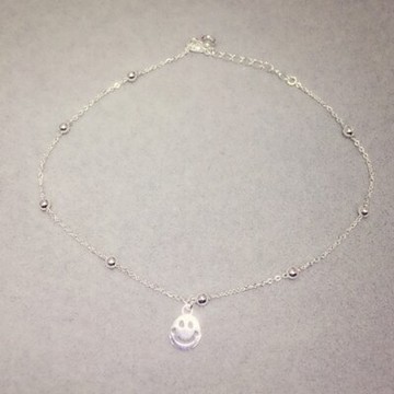 925純銀腳鍊銀飾-百搭個性笑臉造型生日情人節禮物女飾品73do42【獨家進口】【米蘭精品】