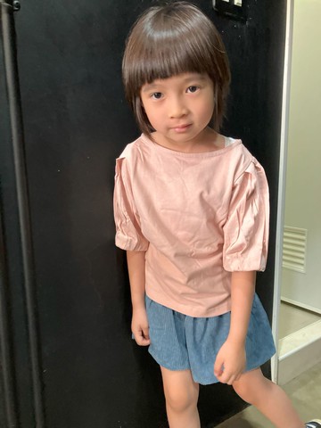 五分燈籠袖短袖上衣-粉紅色-100~130