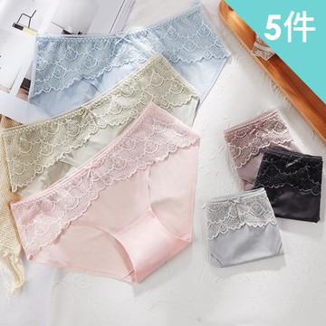 【Dylce 黛歐絲】5件組-現貨-性感俏皮波浪蕾絲拼接無痕內褲/女內褲(隨機)