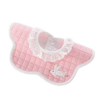 JoyNa - 2入-加厚防水圍兜 蕾絲花邊造型 純棉吸濕-兔子款+隨機1條 (25*29cm)