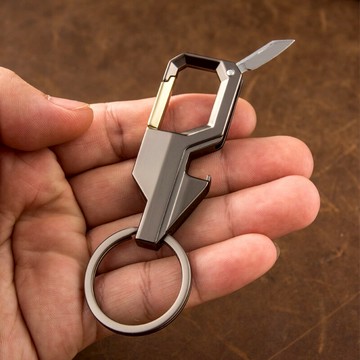 多功能男士腰掛鑰匙扣創意個性汽車鏈鎖匙圈環 開瓶器 拆快遞小刀