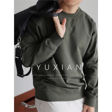 【雙股棉工藝】重磅挺闊純棉圓領純色套頭衛衣厚保暖長袖男士秋冬