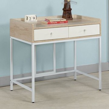 文創集 馬萊卡雙色2.7尺二抽鐵腳書桌-81x54x80cm免組