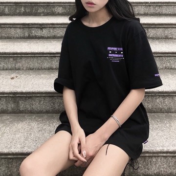 超火正肩短袖T恤女夏裝ins潮牌原宿風寬松學生百搭半袖上衣服