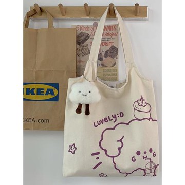 可愛背心帆布包包2025新款女夏單肩手提袋兒大容量托特包國王的店